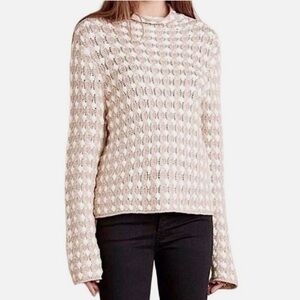 Anthropologie SLEEPING ON SNOW Crochet Popcorn Mock Neck Cashmere Sweater